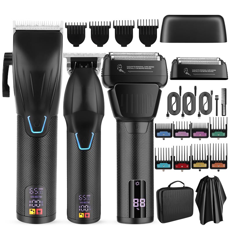 Professional Hair Clippers for Men Electric Foil Shavers Cordless T-Blade Hair Trimmer