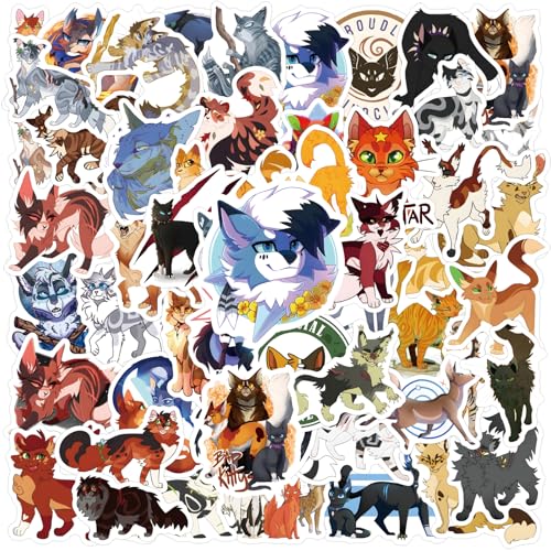 62pcs Warriors Cat Stickers for Kids,Vinyl Waterproof Decal for Water Bottle Laptop Toy Sticker for DIY Decorate Bumper Phone Hard Hat Kids Teens Gifts