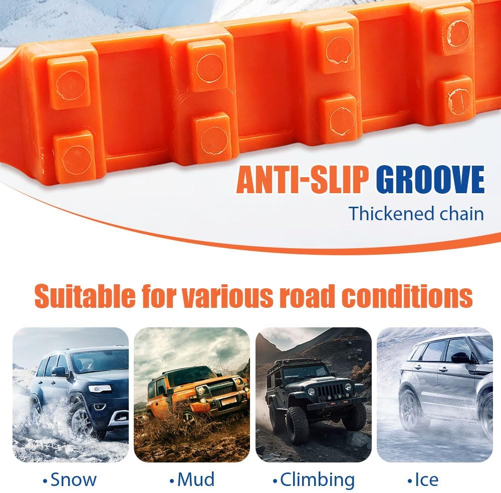 Universal Anti-Skid Snow Tire Chains, 2026 Upgrade Emergency Traction Cables for Cars SUVs Trucks, Reusable Winter Safety Chains Snow Ice Mud, 145-295mm (60pcs)