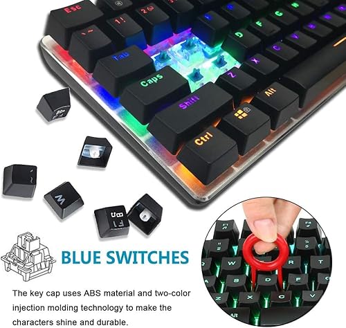 Gaming Keyboard and Mouse and Mouse Pad,Wired Rainbow Backlit Mechanical Keyboard,Superlight RGB Gaming Mouse,12000DPI Optical Sensor, for PC Gamers(Black)