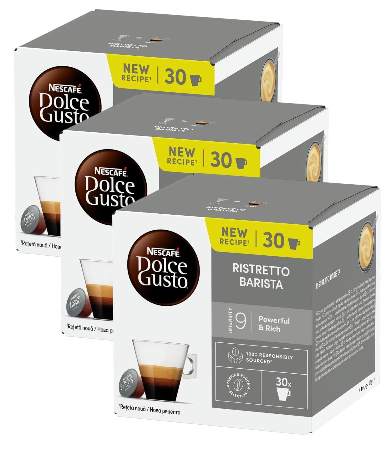 NESCAFÉ DOLCE GUSTO Espresso Ristretto Barista Coffee Pods x30 (Pack of 3, Total 90 Pods)