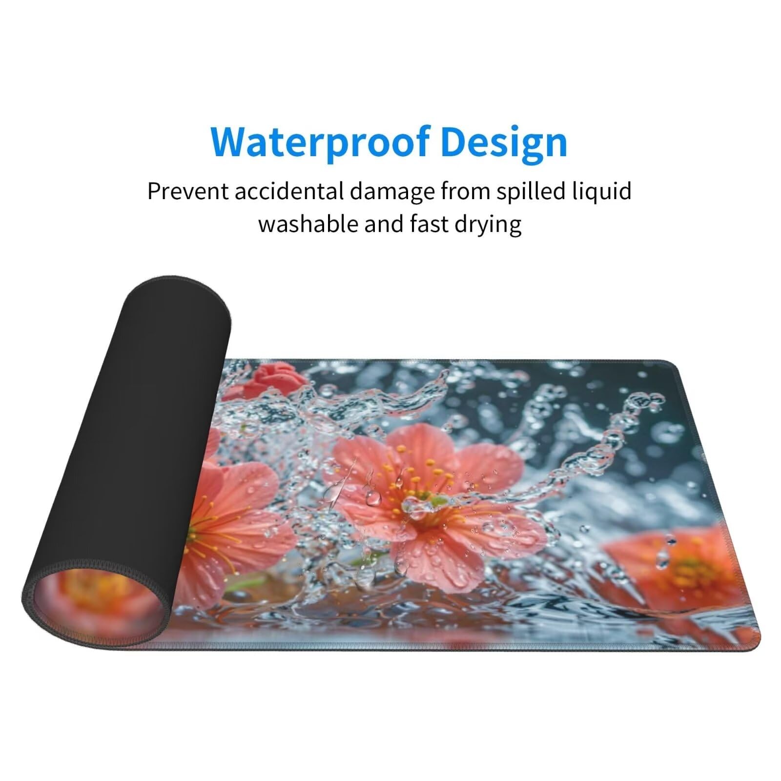 Tappetino Mouse, Tappetino Mouse Gaming Grande XXL 1500x800x3mm Tappetino Scrivania Mouse Pad, Base in Gomma Antiscivolo, Bordi Cuciti,Lavabile, Mousepad per Ufficio e Gaming (Fiori rosa) R-330