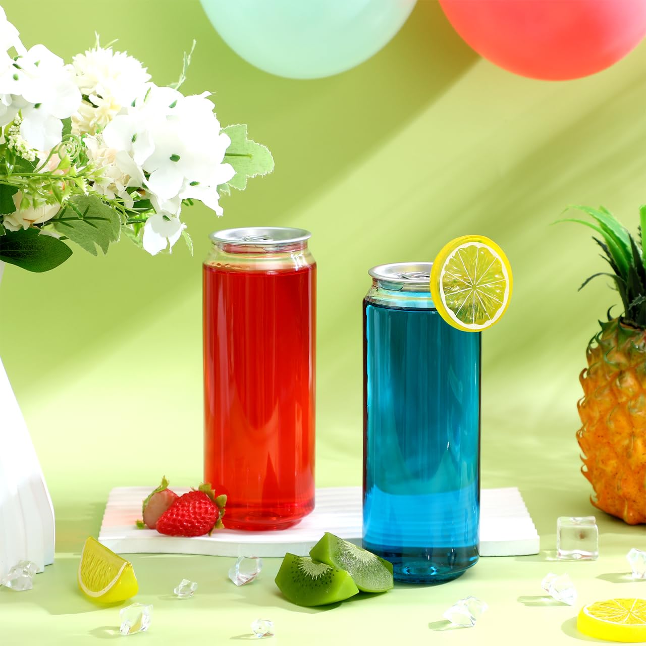 SEWACC 10 bottiglie di plastica per succhi con tappi, bottiglie vuote usa e getta in PET per succhi, contenitori trasparenti per bevande, 500 ml, 16 x 6,5 cm