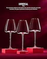 Vista 5 de Juego de 4 copas de vino de cristal soplado a mano de 18 oz, copas de cristal sin plomo con diseño único en la base para vino tinto y blanco, 530 ml