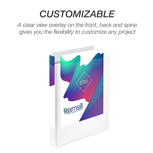 Vista 450 de Samsill Carpeta duradera de 1.5 pulgadas, fabricada en los Estados Unidos, carpeta de anillos en D, carpeta transparente personalizable, color Negro