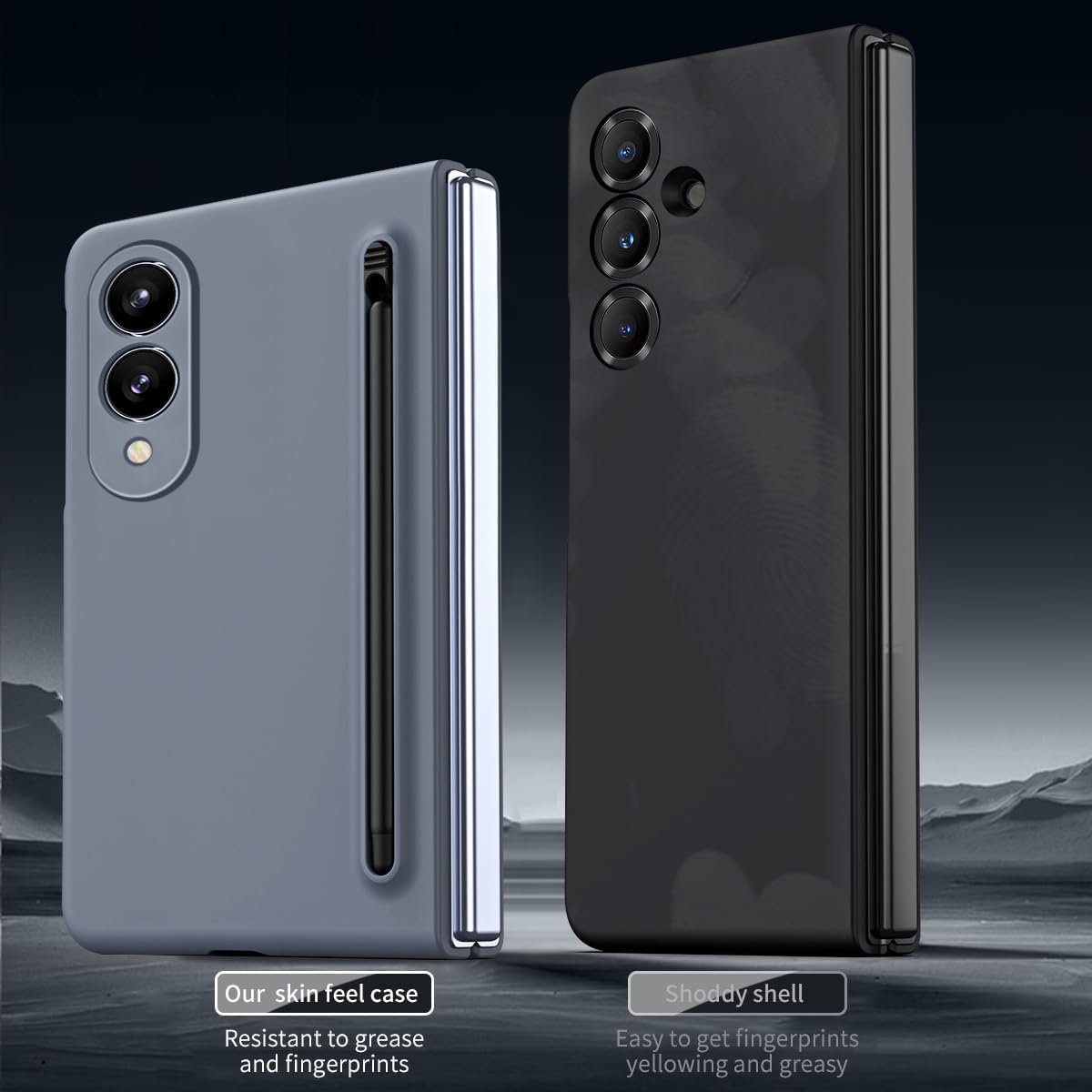 Compatible with Samsung Galaxy Z Fold 8 Wide Case with Stylus Holder Phone Case and Built-in Screen Protector, Slim Shockproof Phone Cover for Z Fold 8 Wide(Deep Gray)