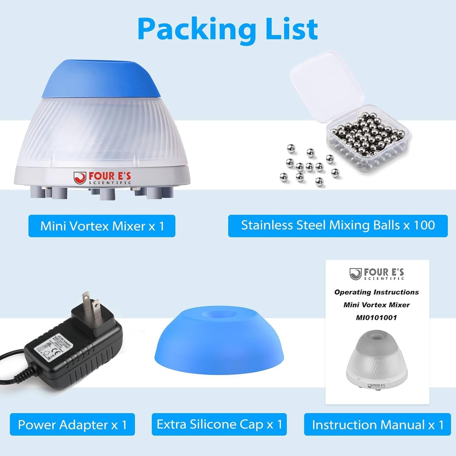 FOUR E'S SCIENTIFIC 5000 RPM Vortex Mixer Paint Shaker, Fast Mixing Touch Mode for Model Paints, Lash Extensions Adhesive, Nail Polish,Include Extra Silicone Cap & 100 Pcs Stainless Steel Mixing Balls