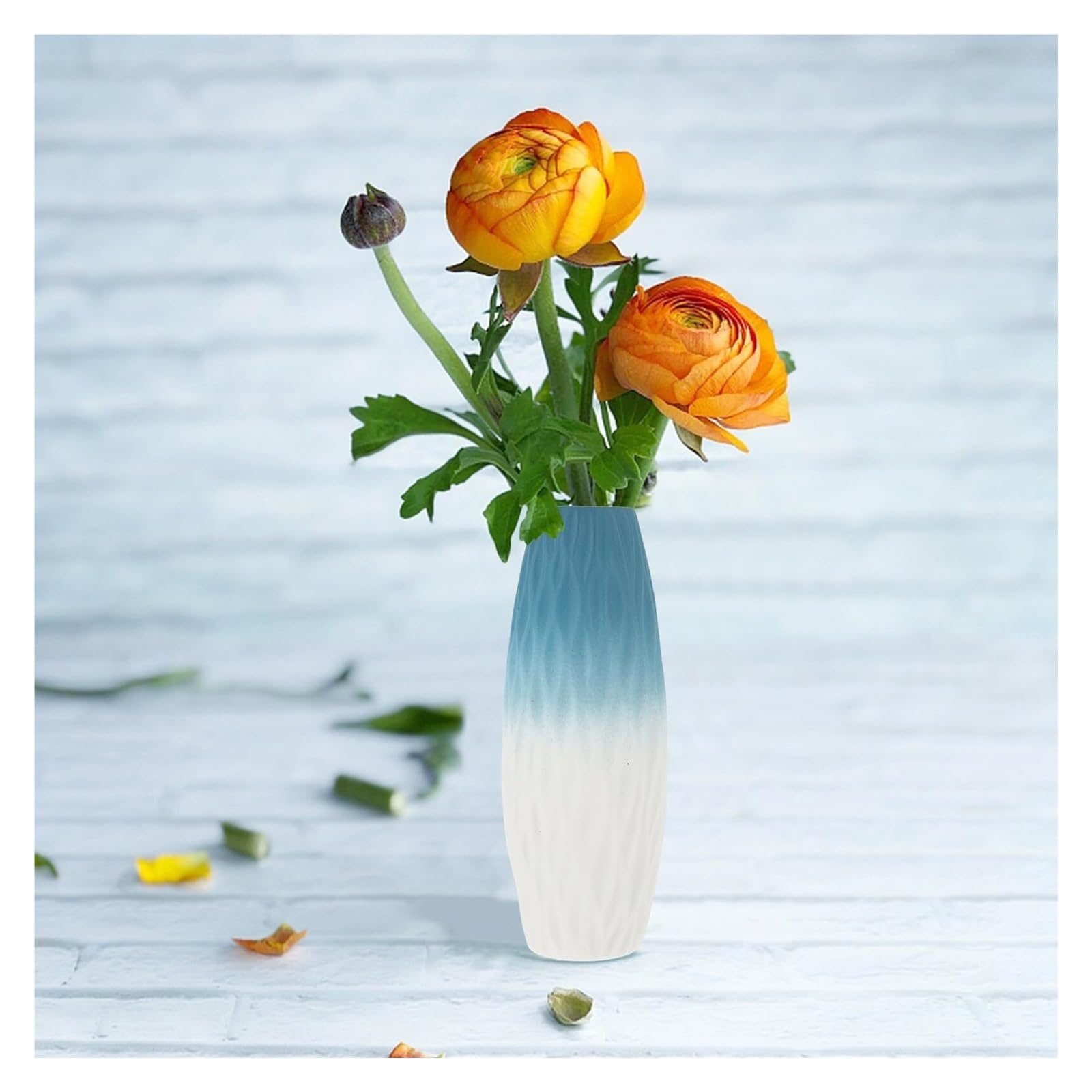 Vasen für die Wohnzimmerdekoration Keramik-Blumenvase, Farbverlauf, gestreift, dekorativ, blau, künstlerische Heimdekoration Fürs Wohnzimmer