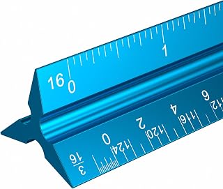 RenaChris 12" Imperial Triangular Architect Scale Ruler - Aluminum Alloy, Laser-Etched Scales for Precise Drafting & Blueprints