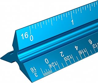 Rena Chris Architectural Scale Ruler: 12" Imperial Aluminum Alloy Metal Architecture Measuring Tools, Engineering Drafting Construction Drawing Blueprints Triangular Architect Scaling Rulers 12 Inches