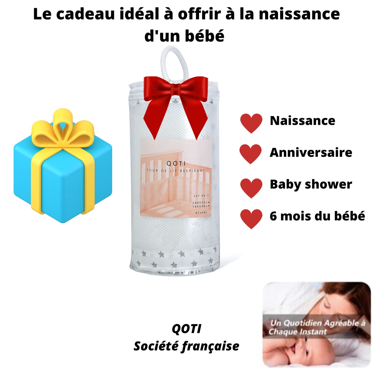 Tour de lit bébé/Lot de 2 pour lit bébé 60x120cm ou 70x140 cm/Protection de lit bébé avec Une visibilité maximale/Contour de lit bébé/Doublure de Berceau en Maille/Tour de lit Respirant