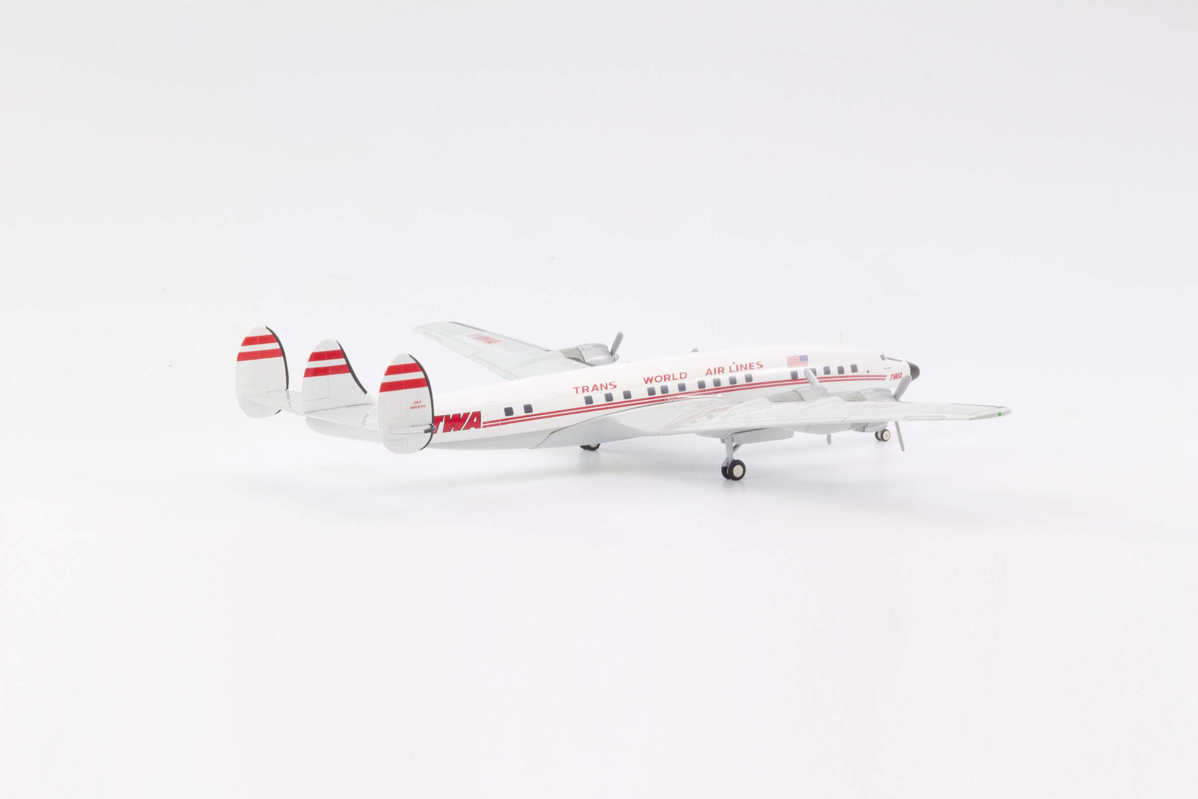 Herpa model samolotu TWA - Trans World Airlines Lockheed L-1649A Jetstream, skala 1/200, model, egzemplarz kolekcjonerski, bez podstawki, figurka metalowa