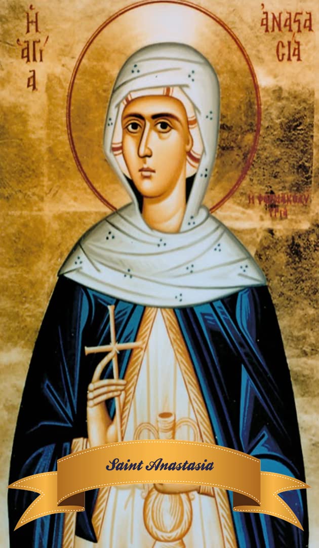 Gifts by Lulee, LLC Saint Anastasia Patron of weavers widows suffering from poison Candles Medal Prayer Card Chaplet Coronilla (Medal and Prayer Card)