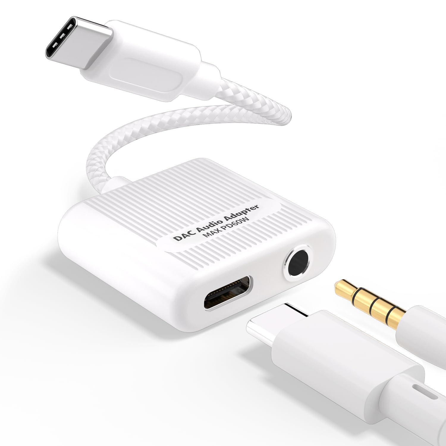 Vcddom iPhone 16 Headphone and Charger Adapter, 2 in 1 USB C to Aux Headphone Dongle with 60W PD Fast Charging Compatible with iPhone 16/15/15 Pro Max