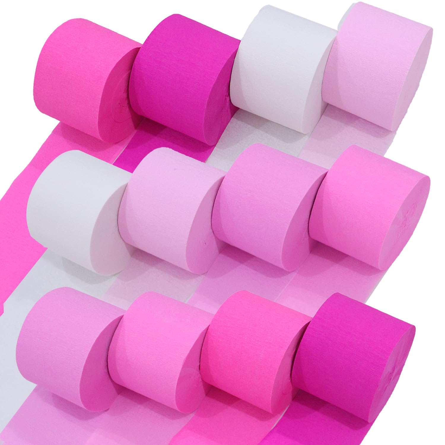 12 Pink Streamers, 984ft Pack of Crepe Paper Bachelorette Party Decorations