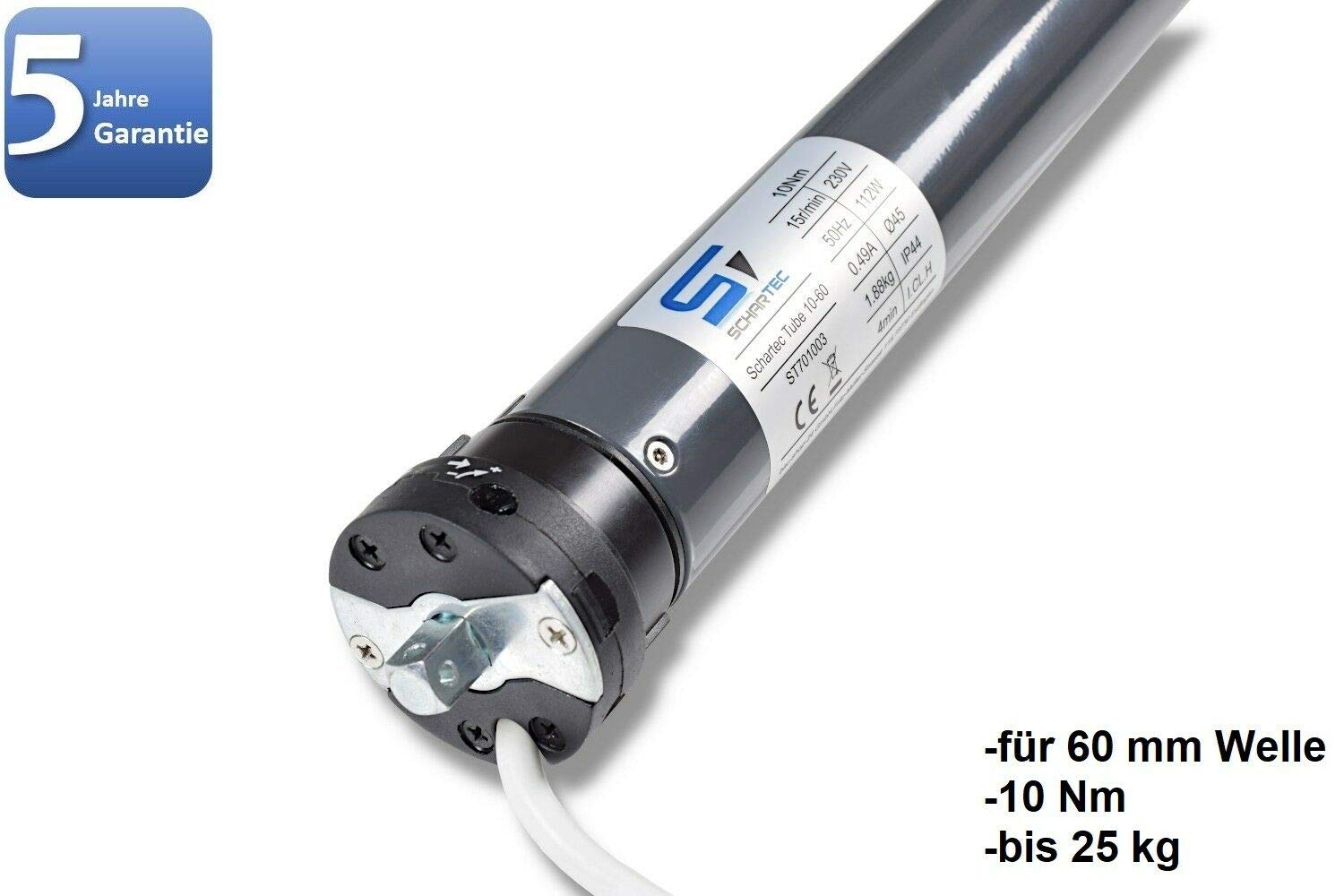 SCHARTEC Profi- Rolladenmotor für 60 mm Welle Rohrmotor - Rolladenantrieb Rollladenmotor (SCHARTEC Tube 10-60)