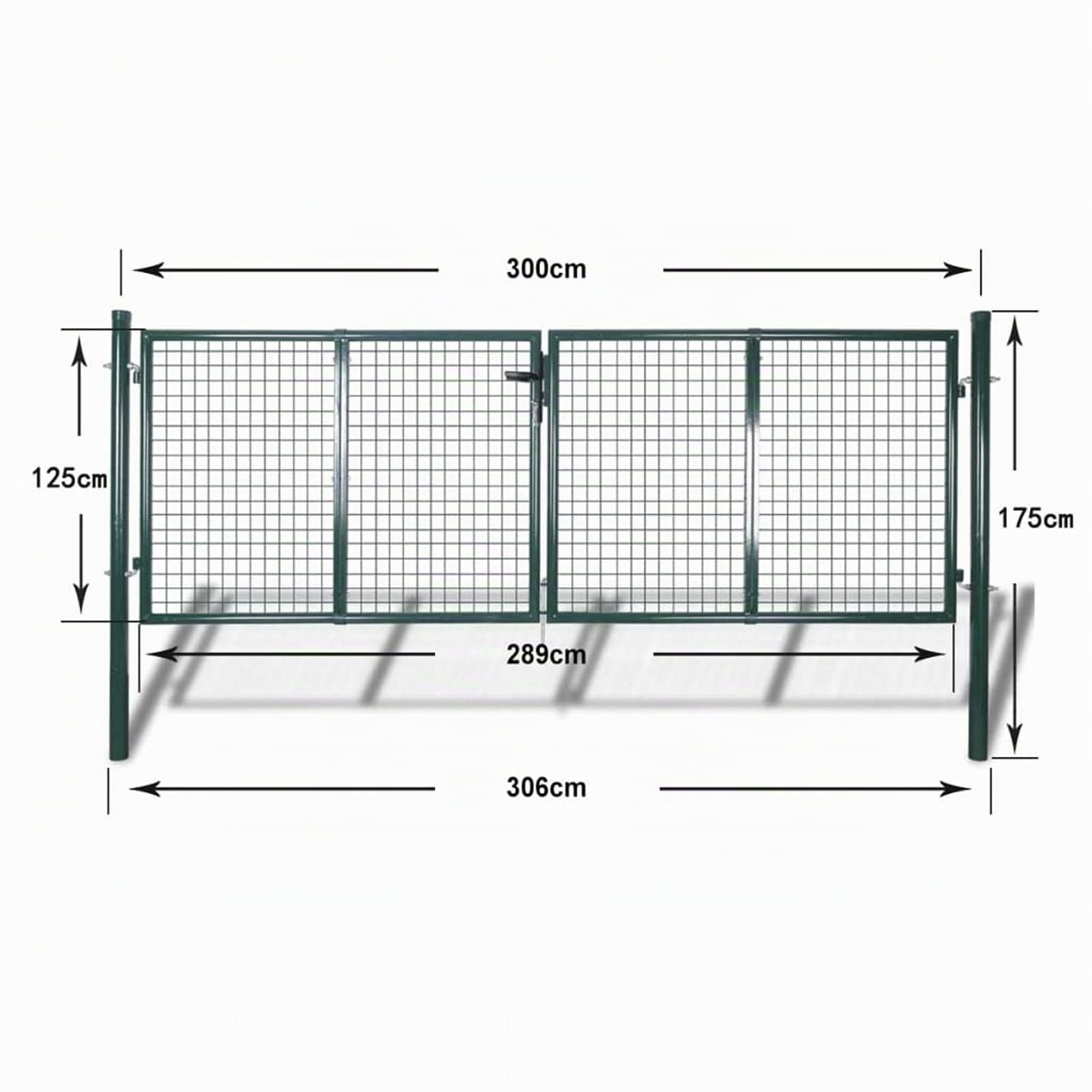 Cancello d'acciaio, pedonale per recinzione singola/doppia, recinzione esterna, cancello da giardino in acciaio, recinzione da giardino in acciaio 306 x 175 cm verde