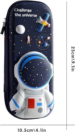 Miniatura 6 de Estuche para lápices de astronauta 3D para niños y niños, caja impermeable con compartimentos para bolígrafos (azul oscuro)