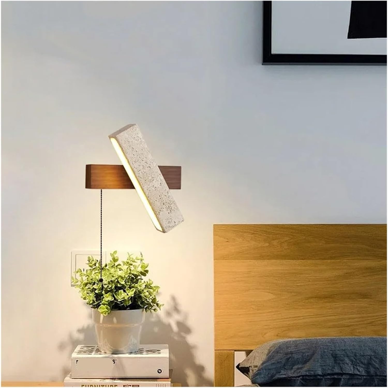 Creative High-end Cuboid Rotatable Stone Wood LED Decor Home Wall Light Bedroom Foyer Dining Room Lighting,Household