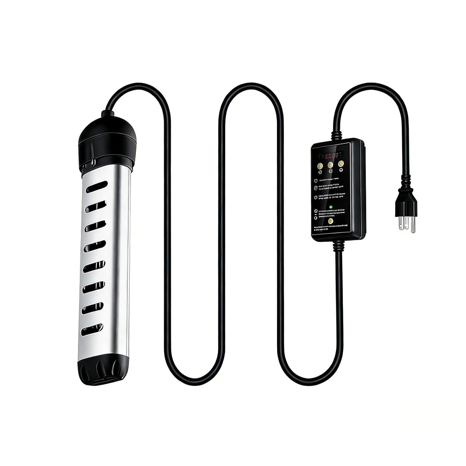 Portable Immersion Water Heater with Stainless Steel Cover, Quick Heating Immersion Heater with LCD Thermometer, Anti-scalding Bucket Heater for Indoor & Outdoor (Black)