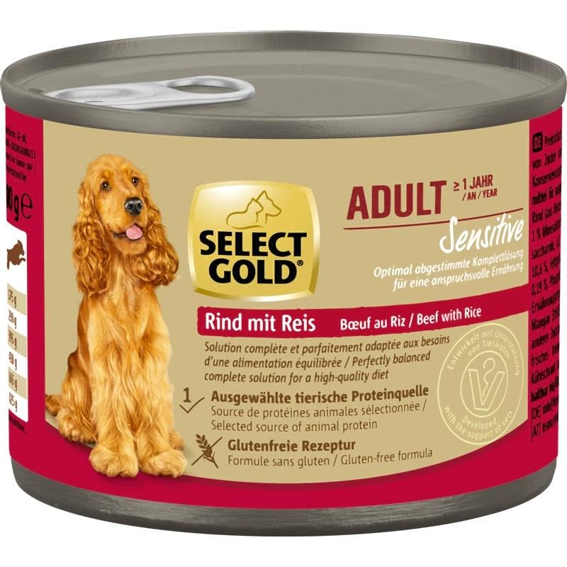 Select Gold Sensitive Adult Rind, Reis 6x200g