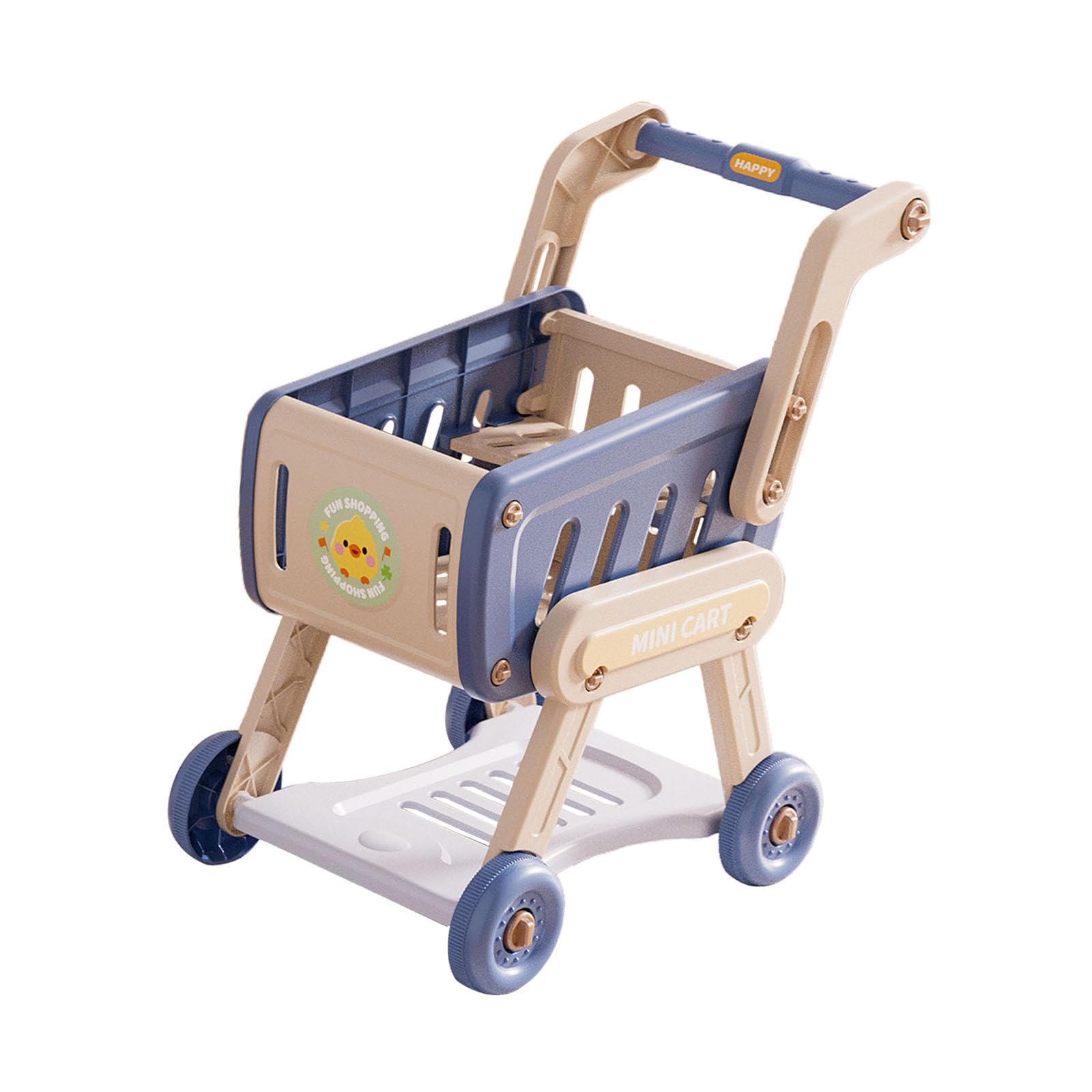 Gralara Einkaufswagen Kinder Spielzeug Einkaufswagen Kinder Spielküche Set Rollenspiel Zubehör Lernspielzeug Kompaktwagen mit Glatten Kanten Aus Pp für Rollen, Blau