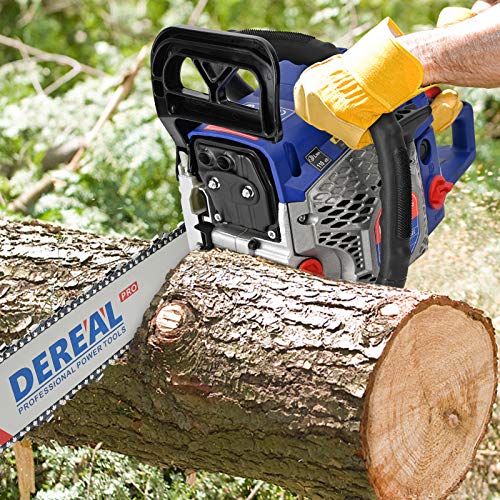 DEREAL Pro 62cc-Gas Chainsaw-20 Inch Bar Gasoline-Power Chain Saws 2-Cycle Automatic Chain Oiler Garden Tool for Trees Cutting Outdoor Home Farm Use