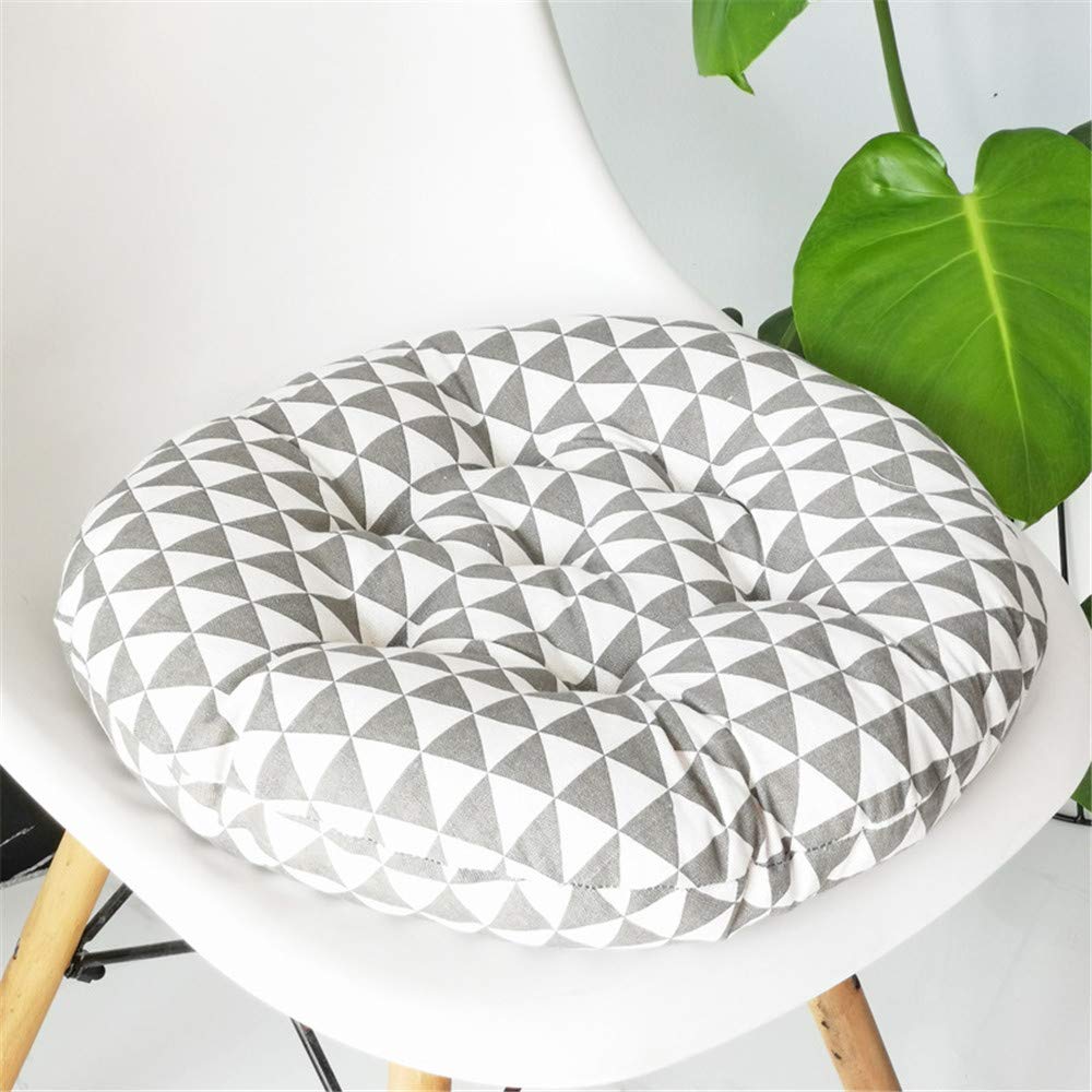 Treer-Shop Gray Triangle Treer Round Padded Seat Cushion,Chair Seat Pads For Indoor Outdoor Garden Patio Kitchen & Office Chairs (,40X40cm)