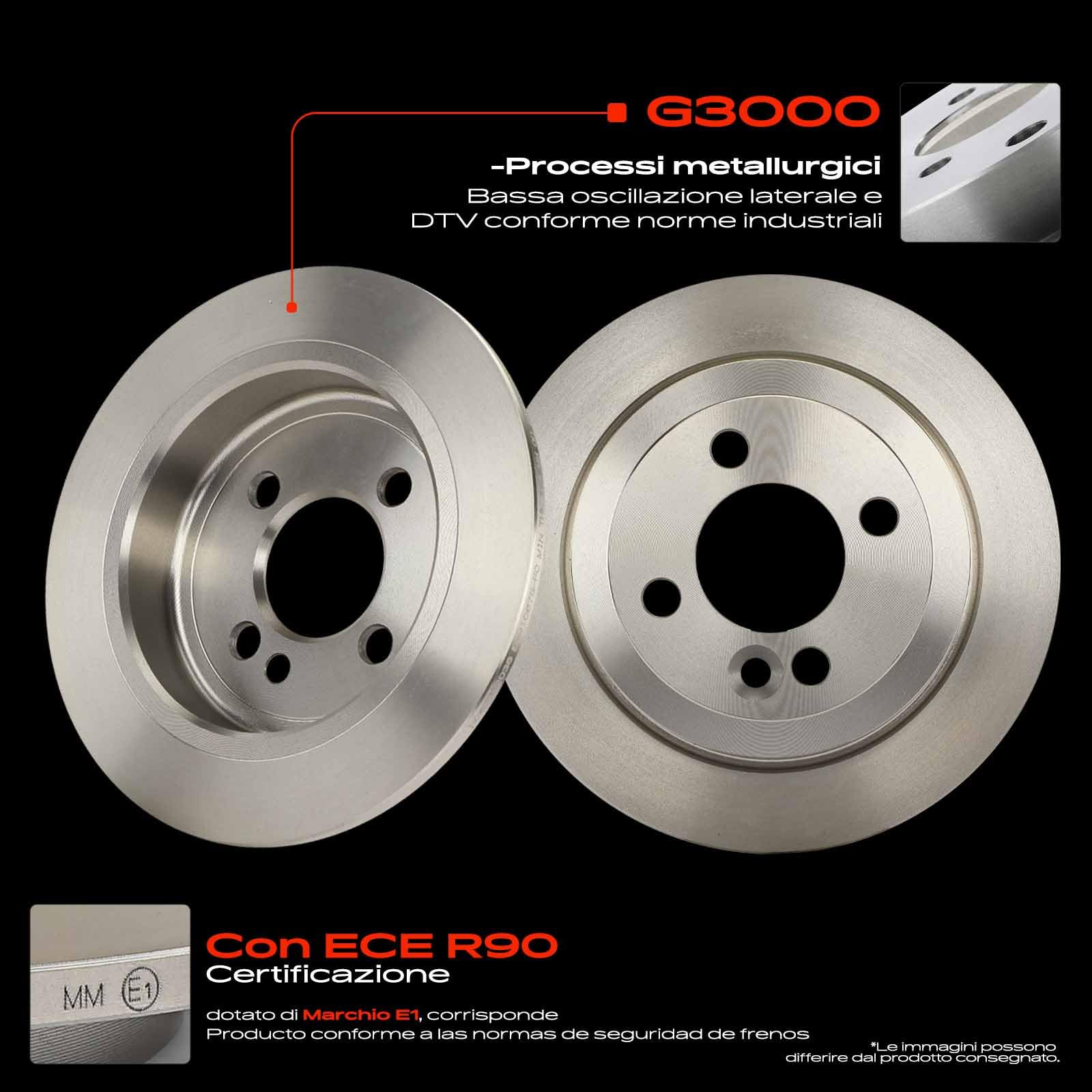 Frankberg Set freni incl. 2x Dischi Freno + 4x Pastiglie dei Freni Posteriore Compatibile con Min.i R56 Min.i Cabriolet R57 Min.i Roadste.r R59 Replace# 34216774987, 34211503070