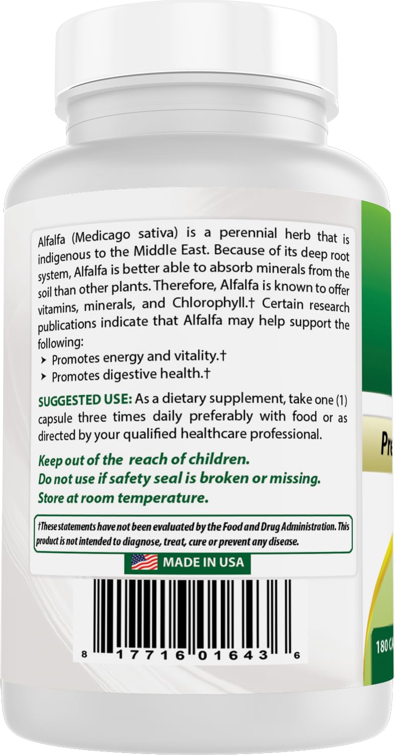 Best Naturals Alfalfa Green Super Food 500 mg 180 Capsules (180 Count (Pack of 2)) — Amazon image 7