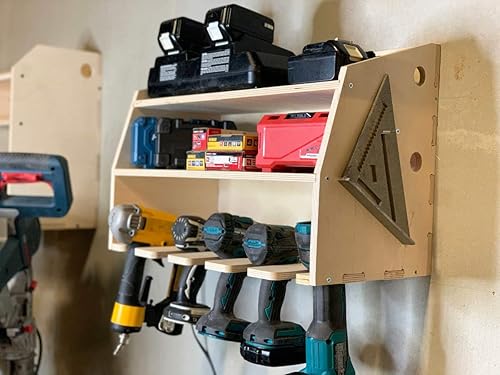 Miniatura 2 de Factory Crafts Estación de carga de taladro | Almacenamiento de taladro | Organizador de almacenamiento de herramientas montado en la pared |