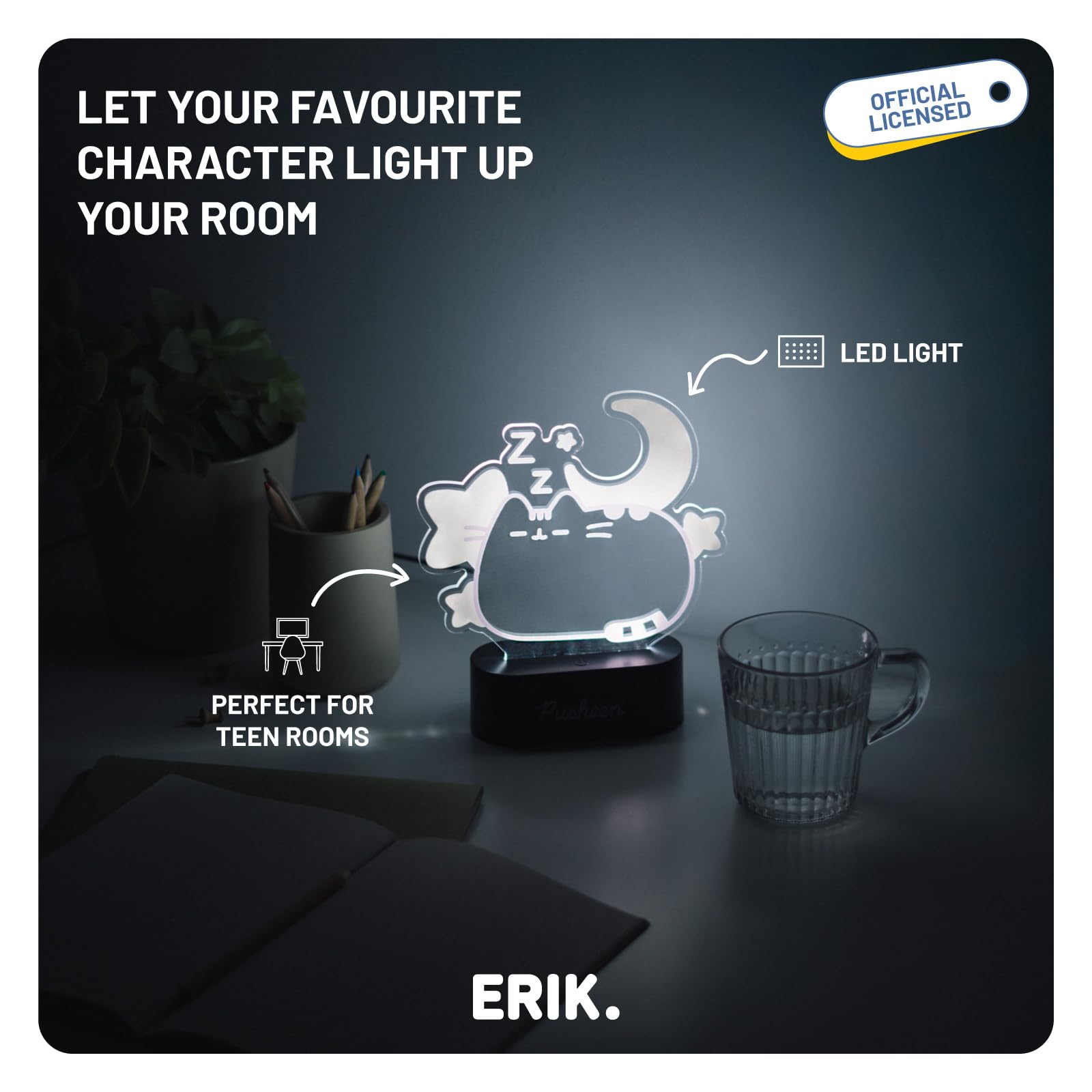 Grupo Erik Lamp - Pusheen | LED Lamp, Night Light, Kids Lamp, LED Desk Lamp, Mood Lights, LED Table Lamp | Gaming Light, Gamer Gifts, Gaming Accessories