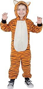 Sincere Party Tiger Onesie Neuheit Tiger Jumpuit mit Stickerei Gesicht Tier Kostüm für Kinder Mittel (6-8)