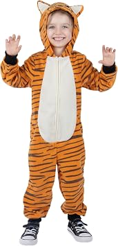 Sincere Party Tiger Onesie Novelty Tiger Jumpuit with EMB Face Costume for Kids S4-6