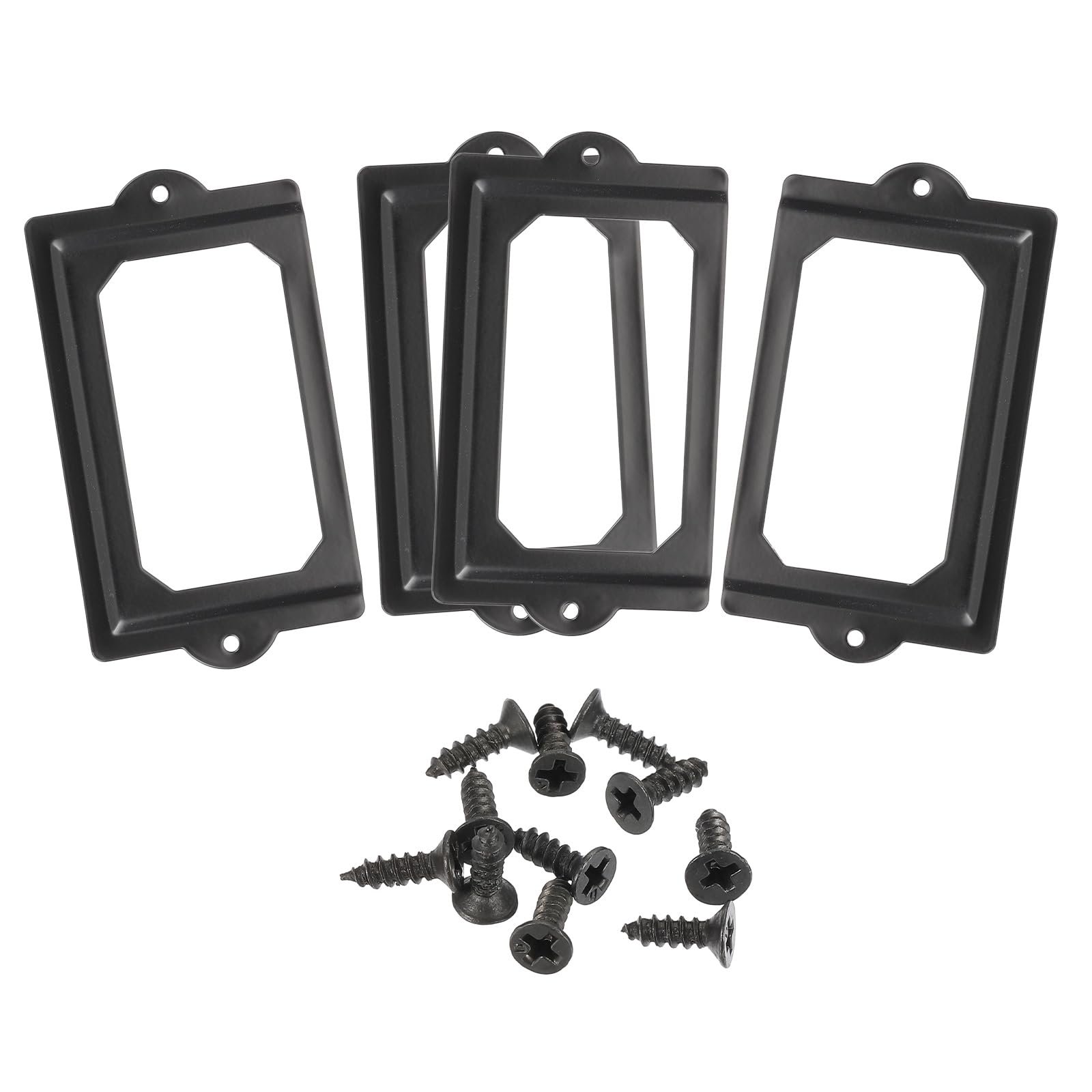 sourcing map Metal Label Holders, 124x70mm 4pcs File Name Card Tag Label Holder Frame for Office Library Drawer Cabinet Shelves, Black