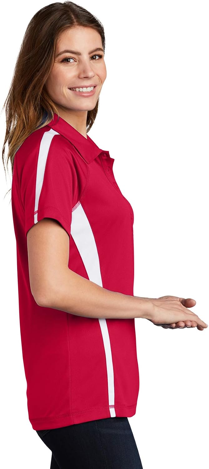 Womens Canada Maple Leaf Patch Micro-Mesh Colorblock Polo Shirt