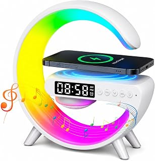 GS Trendzy 5-in-1 Smart Bluetooth Speaker with Wireless Charger, RGB Night Light, Digital Clock and Alarm Price In India