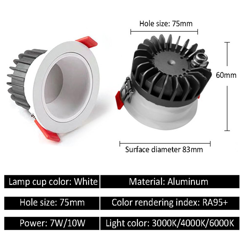 Confezione da 5 Faretti LED da Incasso Impermeabili Ip54 da 3,2 Pollici, 3Cct Selezionabili 3000K/4000K/6000K, 7W/10W, Antiruggine, da Incasso per Bagno, Luce Doccia Impermeabile, 10W-6000K