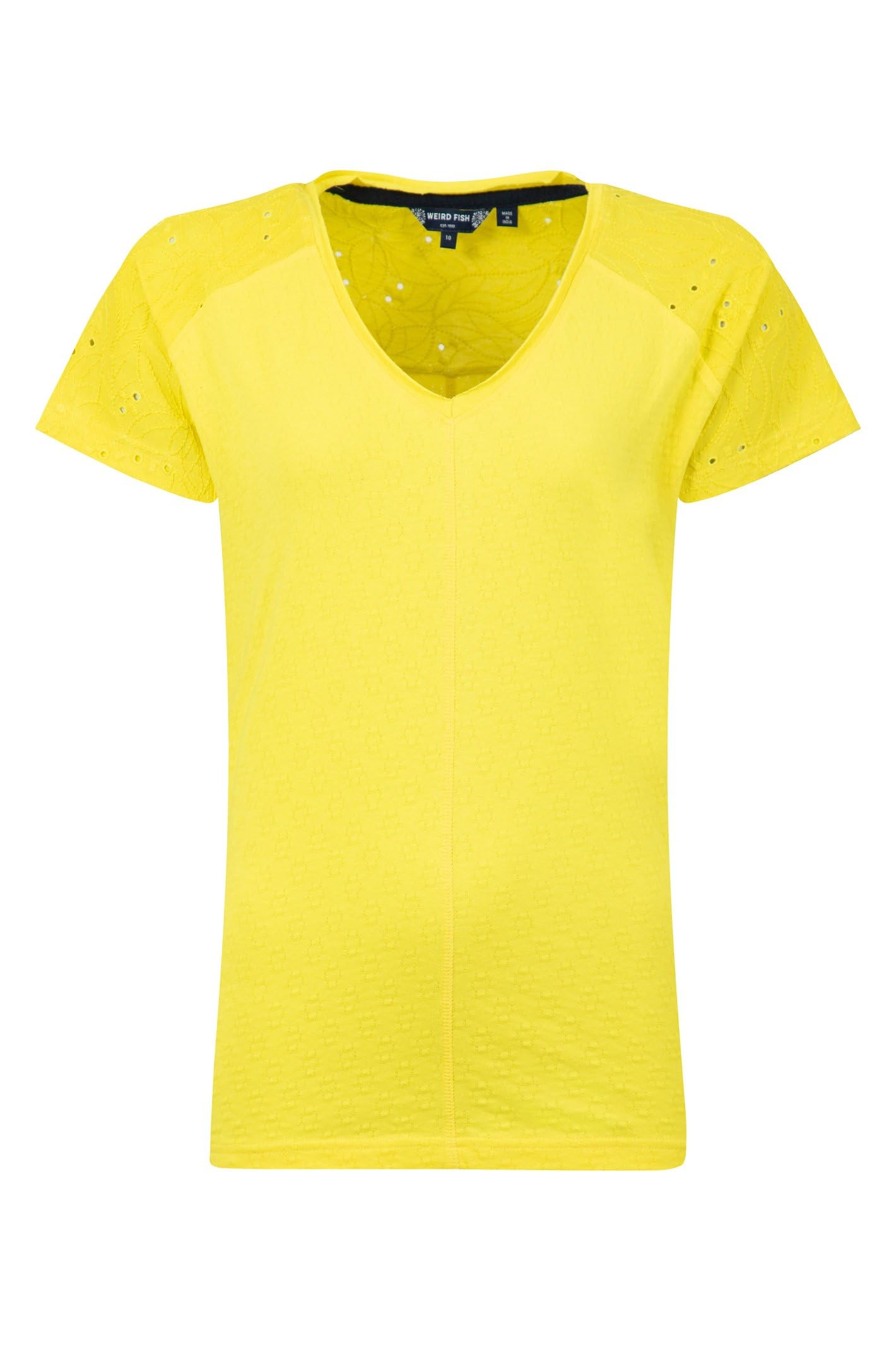 Weird Fish Women's Yellow Milne Jersey Dobby T-Shirt In | Size: 12