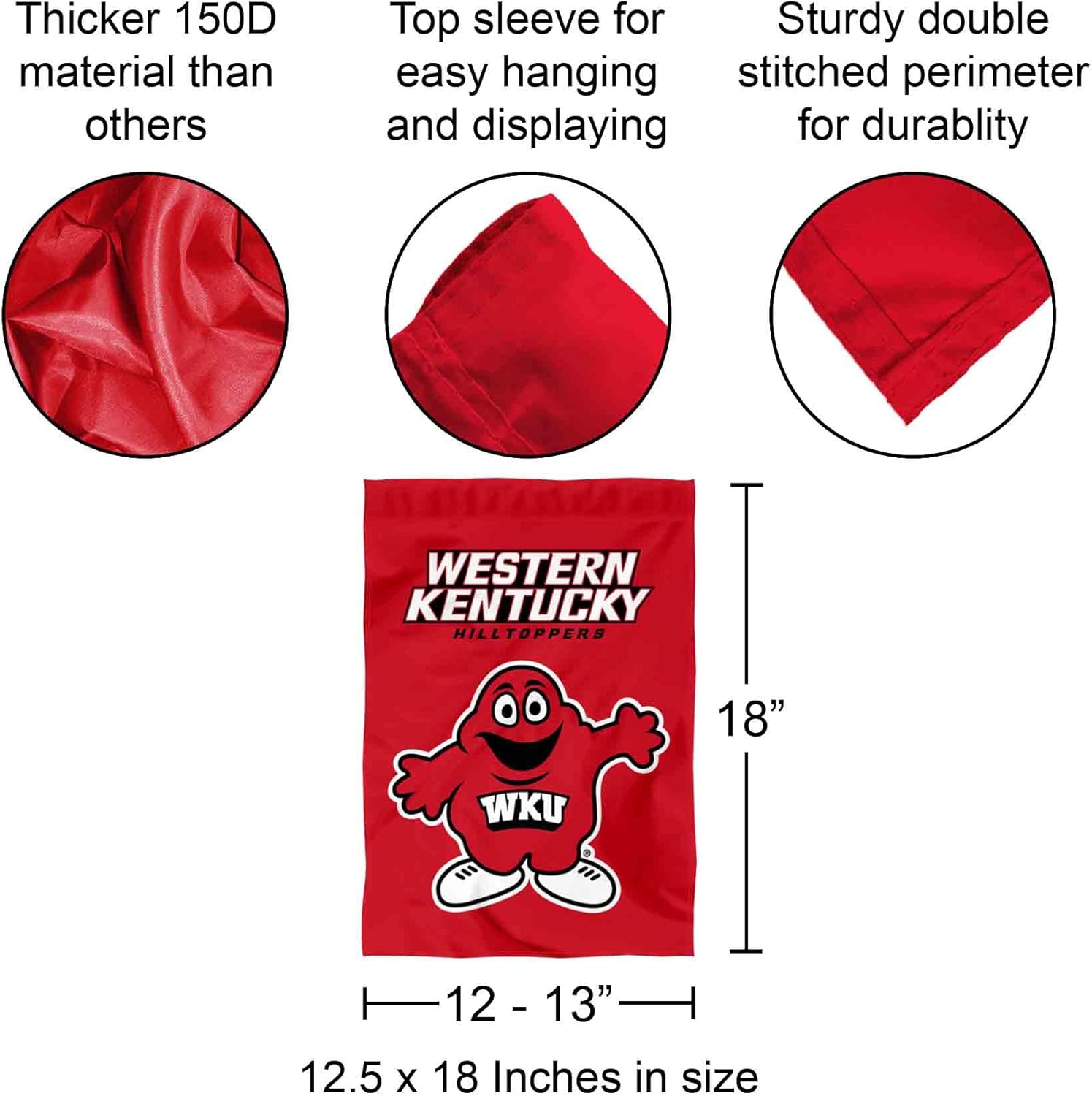 Western Kentucky Hilltoppers Big Red Mascot Garden Banner Flag