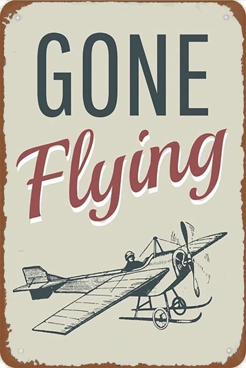 Strunt Metal Sign3 Gone Flying Sign, Flying Plane Sign, Airplane Decoration, Airplane Pilot Sign, Flying Service, Airport Decor, Plane-Vintage Tin Plaque Retro Metal Sign 5.5X8inch