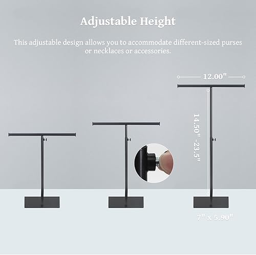 Miniatura 9 de Soporte de exhibición con barra en T Juego de dos soportes de exhibición de monedero de mesa Altura ajustable doble gancho colgante soportes de