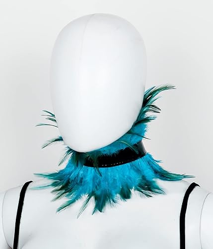 Miniatura 6 de L'VOW Gargantilla gótica de plumas naturales victorianas de cuero sintético para disfraz de Halloween