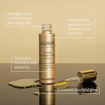 AHAVA Crystal Osmoter X6 Serum - Revolutionary Youth Booster & Intense Wrinkle Reduction, Enhances Youthful Glow & Firming, Enriched with Exclusive Blend of Dead Sea Osmoter & Jojoba Oil, 1 Fl.Oz