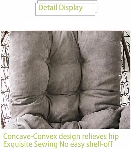Miniatura 5 de Cojín de mimbre para silla colgante de repuesto, almohada colgante para silla de huevo para dormitorio, balcón, 45 x 20 x 3.9 pulgadas, almohadilla