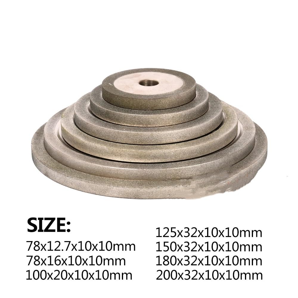 1pc 78-180mm Electroplated Flat Diamond Grinding Wheel Metal Milling Sharpener Grinder Accessories 10mm Thickness 150#,78x12.7x10x10mm