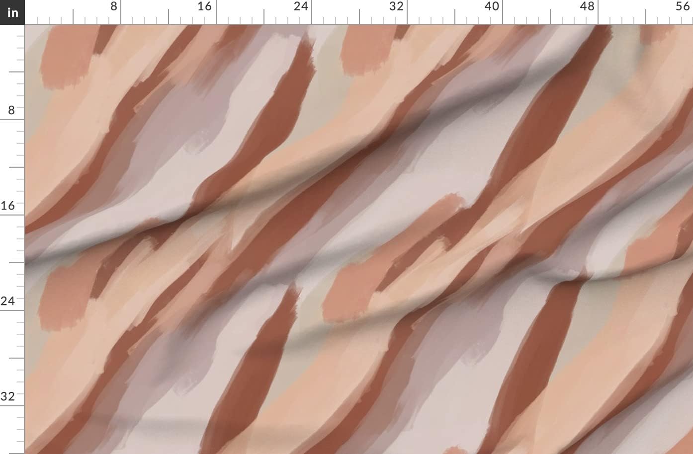 Spoonflower Fabric - Amorphous Earth Abstract Landscape Peach Paint Taupe Tan Neutral Printed on Organic Cotton Sateen Fabric by The Yard - Sewing Quilting Apparel Home Decor