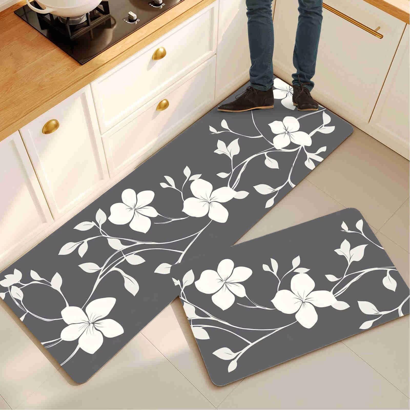 Tapis de cuisine 2 pièces 60x180 60x90cm lavable et absorbant l'eau et l'huile