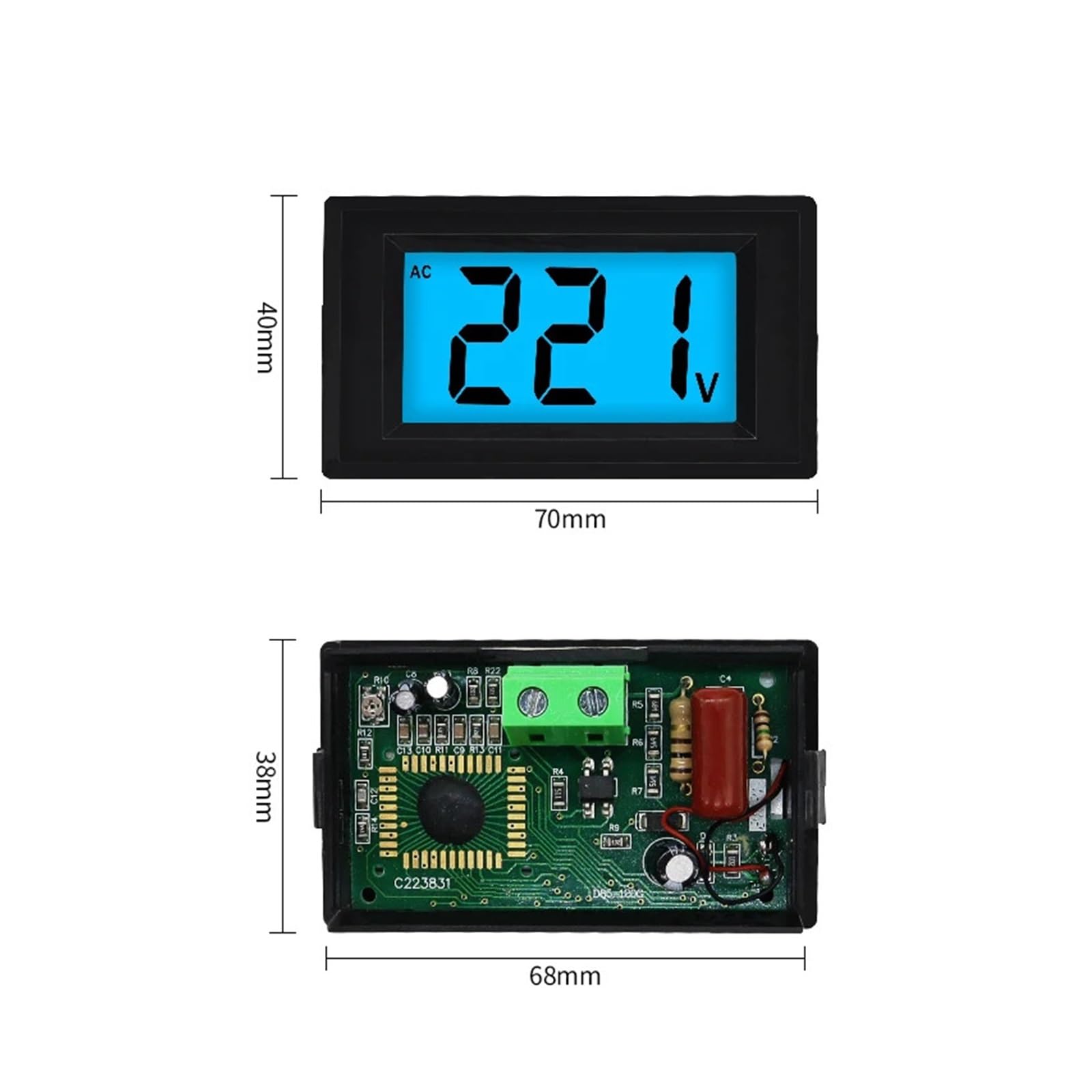 D85-20/120 Digital Voltmeter Voltage Panel MeterTester with Display Black Case AC80-500V LCD(D85-120 Black)