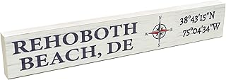 JennyGems Delaware Gifts, Rehoboth Beach Delaware Souvenirs, Rehoboth Compass Coordinates Wooden Sign, Made in USA